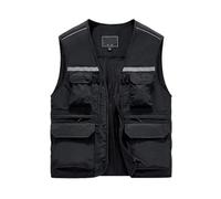 ETUELNOPT chaleco de alta visibilidad, Chaleco Reflectante Secado Rápido Negro Marrón Claro M-4XL(Black,XL)