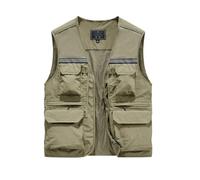 ETUELNOPT chaleco de alta visibilidad, Chaleco Reflectante Secado Rápido Negro Marrón Claro M-4XL(Light Brown,XL)