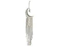 ETUELNOPT Decoración de Pared con Plumas Hecha a Mano, Atrapasueños de Luna con Borla, atrapasueños macramé for niña, decoración del hogar for Colgar en la Pared, Adornos artesanales(Beige)