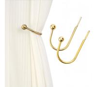 ETUELNOPT Fijaciones para Cortinas, Retenes de Cortina con Cabeza Redonda en Forma U aleación Aluminio 2 Piezas Multicolor(Gold)