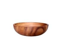 ETUELNOPT Fruitero de madera, Ensaladera de madera. Cuenco for mezclar macizo for servir 26x7,5 cm