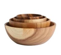 ETUELNOPT Fruitero de madera, Tamaños decorativos de madera del múltiplo estilo cortijo cuenco fruta y ensalada(XL 25x10cm)