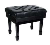 ETUELNOPT Taburetes de Piano, Taburete de Piano Madera Maciza Altura Ajustable con estantería Almacenamiento Negro 60x40x(48-58) cm