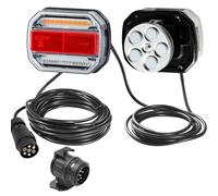 ETUKER 12/24v Pilotos Led Remolque Homologados, Luces Remolque Imán con Cable 7.5m, Luces Pilotos Traseros Magneticas,Homologación E,5 Funciones