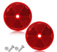 ETUKER 2X Catadioptrico para Remolque,Ø80mm,Rojo,Redondo,con Tornillos,Reflector de Seguridad de Poste Tractor Bicicleta