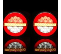 ETUKER 2x Piloto Traseros Remolque LED Circular 12/24V 4Functiones Luz Remolque Trasera Impermeable Homologados Luz de Marcha Atrás