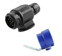 ETUKER Enchufe de Remolque de 13 Pines con Soporte de Enchufe de Remolque,Conector de Enchufe de Remolque de Barra de Remolque de 12v 13 Pines, para Camión RV Coches Barco Caravana