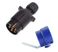 ETUKER Enchufe de Remolque de 7 Pines con Soporte de Enchufe de Remolque,Conector de Enchufe de Remolque de Barra de Remolque de 12v 7 Pines, para Camión RV Coches Barco Caravana
