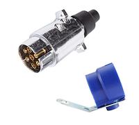 ETUKER Enchufe de Remolque de 7 Pines con Soporte de Enchufe de Remolque,Conector de Enchufe de Remolque de Barra de Remolque de 12v 7 Pines, para Camión RV Coches Barco Caravana