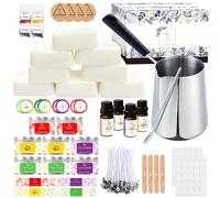 ETUOLIFE Kit de Fabricación de Velas Perfumadas, Kit de Regalo Bricolaje,480g Cera de Soja,8 Latas de Velas,4 Aceites Aromáticos,4 Bloques de Tinte,50 Mechas de Velas y 50 Pegatinas