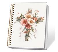 ETVISO Cuaderno cristiano de cruz floral, diario bíblico Walk by Faith Not by Sight, diario de oración religiosa para mujer, cuaderno de notas de iglesia, cuadernos de espiral de tapa dura de las
