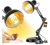 Etyceun Lampara Infrarrojos Fisioterapia, Lámpara de Infrarrojos de Amarillo 150W, Luz Infrarroja Terapia Alivia la Tensión Muscular y el Dolor, Temperatura Ajustable Terapia luz Roja con Temporizador