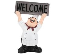 ETYUDPABV Chef Sculpture Raise Your Hands Welcome, Resin France Cook Ornaments, Modern Style Desktop Decoration for Bakery Cafe Restaurant Bar, Eco - Friendly Indoor Decor