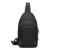 ETZRYSYB Bolsa cruzada para hombre, bolsa cruzada para hombre, bolsa de pecho, bolsa casual impermeable de nailon con correa para el hombro, negro, Talla única