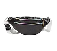 ETZRYSYB Bolsas de hombro para mujer, 1 unidad, holográfica, bolsa de cintura de poliuretano, playa, viajes, plátano, cadera, cremallera, bolsa de cinturón para mujer, bolsas de pecho para niña, negro