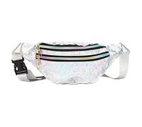 ETZRYSYB Bolsas de hombro para mujer, 1 unidad, holográfica, bolsa de cintura de poliuretano, playa, viajes, plátano, cadera, cremallera, bolsa de cinturón para mujer, bolsas de pecho para niña, White