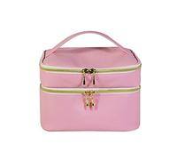 ETZRYSYB Bolso doble para mujer, de poliuretano, multifuncional, color rosa, de gran capacidad, portátil, para cosméticos, un color, Talla única