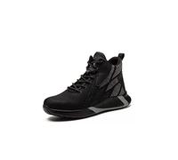 ETZRYSYB Botas de seguridad para hombre, puntera de acero, botas de trabajo antipinchazos, zapatos indestructibles, zapatos ligeros de seguridad para hombre, negro, 39 2/3 EU