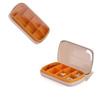 ETZRYSYB Cajas de almacenamiento semanal para tableta, 7 días, contenedor, caja de viaje, dispensador de medicamentos, caja de plástico para medicamentos a prueba de humedad, pastillero (naranja)