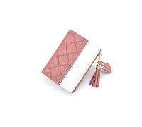 ETZRYSYB Monederos cortos para mujer, carteras con borlas, cremallera, retazos, modernos, monedero, tarjetero, de cuero, un color, Talla única