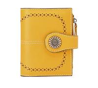 ETZRYSYB Monederos para mujer, carteras de cuero genuino para mujer, bloqueador, pequeño, simple, corto, plegable, mini monedero para monedas para adolescentes y niñas, amarillo claro, Talla única