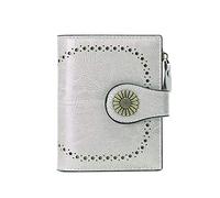 ETZRYSYB Monederos para mujer, carteras de cuero genuino para mujer, bloqueador, pequeño, simple, corto, plegable, mini monedero para monedas para adolescentes y niñas, gris, Talla única