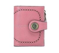 ETZRYSYB Monederos para mujer, carteras de cuero genuino para mujer, bloqueador, pequeño, simple, corto, plegable, mini monedero para monedas para adolescentes y niñas, Pink, Talla única