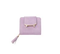 ETZRYSYB Monederos para mujer, de poliuretano, a la moda, bonitos, cortos, simples y frescos, monedero con cremallera y hebilla, Purple, Talla única
