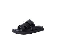 ETZRYSYB Pantuflas de piel auténtica con plataforma, zapatillas planas de marca elegante, negro, 41 1/3 EU