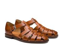 ETZRYSYB Sandalias para hombre, sandalias de verano de piel, a la moda, antideslizantes, informales, protegen, zapatos de verano para hombre, talla grande, Brown, 48 EU