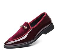 ETZRYSYB Zapatos de cuero para hombre, zapatos de vestir para hombre, de charol, a la moda, para novio, boda, zapatos para hombre = zapatos Oxford, talla grande (rojo, 48)