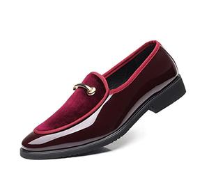 ETZRYSYB Zapatos de cuero para hombre, zapatos de vestir para hombre, de charol, a la moda, para novio, boda, zapatos para hombre = zapatos Oxford, talla grande (rojo, 48)