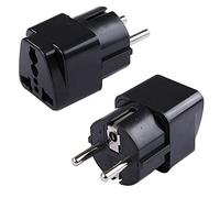 EU a US/UK/AU Convertidor de Tomas, Adaptador de Enchufe de Viaje de Ca de 250 V Y 2500 W, Adaptador Convertidor de Enchufe/Enchufe Universal de Carga de Países Europeos (Negro)
