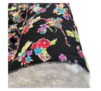 EU Fabrics Tela acolchada de doble cara | Material acolchado ligero para coser | Tejido de forro para abrigo de mascotas | Tela acolchada por metros (flor, 1 metro x 147 cm)