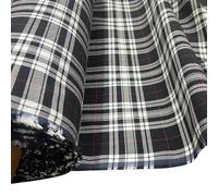 EU Fabrics Tela de cuadros escoceses viscosa | Material estampado a cuadros para costura y ropa | Tela de costura para tapicería por metros (negro, 1 metro x 150 cm)