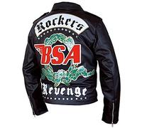 EU Fashions George Michael BSA Faith Rockers Revenge - Chaqueta de piel auténtica para hombre, Negro - Piel auténtica Bsa, L