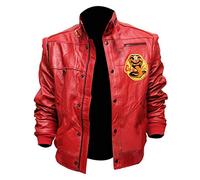 EU Fashions Karate Johnny Lawrence Cobra Kai Chaqueta Bomber Rojo, Red Jacket / Real Leather, L