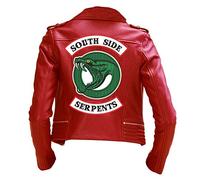EU Fashions Riverdale Southside Serpents Cheryl Blossom - Chaqueta de piel para mujer, color rojo, Piel sintética roja