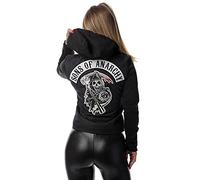 EU Fashions Sons of Anarchy Highway - Chaqueta de piel sintética con capucha, color negro, Negro - Algodón, XL