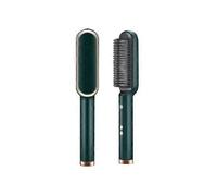 (EU Plud,Green)Negative-ion Electric Hair Straightener Curler Lazy Comb Hot Flat Artifact Brush