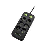 EU Plug AC Multitap Power Strip 2m Extension Cord Electrical Socket USB Home Office Surge Protector Network Filter Black