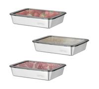 Euablfo 3 Pieza Acero Inoxidable Hermetic, 2200 ml Herméticos para Alimentos con Tapas,Recipiente Acero Inoxidable, Meal Prep Containers para Frutas, Carne Dulces y Mermeladas,Ensaladas