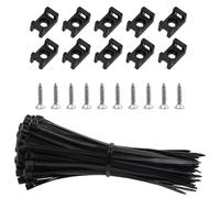 EuAcesry 100 Piezas Bridas para Cables con 100 Bases y Tornillos, Soporte Sujetadores Eléctricos de Nylon, 100mm Autoblocantes de Manguera para Organizar Cables, Reutilizables y Ajustables, Negras