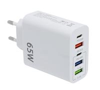 EuAcesry Cargador USB C Carga Rápida, 65W Cargador USB C, 5 en 1 Bloque de Carga Dual PD+QC, Enchufe Multiple, Rapida Multiple para i-Phon, SAMS-ung, Tablet