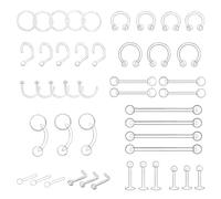 EuAcesry Piercing - 48 Piezas Piercing Retainer Transparente, Piercing Lengua, para Nostril Piercing Septum, Piercing Ceja, Tragus Piercing Mujer Hombre, M, Plástico, No