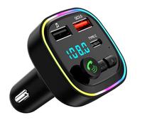 EuAcesry Transmisor FM Bluetooth Coche, Adaptador de Manos Libres, Inalámbrico Reproductor MP3 Mechero Coche, con 2 USB 5V/3A,QC3.0+Tipo C 20W PD Carga Rápida,Soporte Tarjeta TF y Flash USB