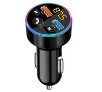 EuAcesry Transmisor Radio FM Bluetooth Coche, Transmisor FM Bluetooth para Coche, 4 Ports [3 USB A3.1A+ 1 USB A 66W], Soporte Tarjetas SD, y Flash Drive