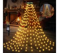 Euakee 400LED Luces Árbol Navidad con Anillo, 2 m Cadena de Luces para Arbol con Temporizador y Memoria, 8 Modes Navidad Decoración Christmas Lights para Exterior Interior, Blanco Cálido (B)