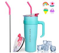 Euakee 40oz Taza Termica, 1200mL Taza de Café con Tapa para Coche, Termo Acero Inoxidable, Taza de Viaje con Tapa Antifugas y Cepillo para Pajita Sin BPA Regalos para Mujer Hombre (Azul)