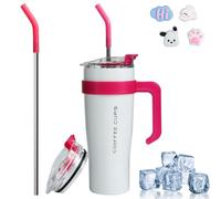 Euakee 40oz Taza Termica, 1200mL Taza de Café con Tapa para Coche, Termo Acero Inoxidable, Taza de Viaje con Tapa Antifugas y Cepillo para Pajita Sin BPA Regalos para Mujer Hombre (Blanco)